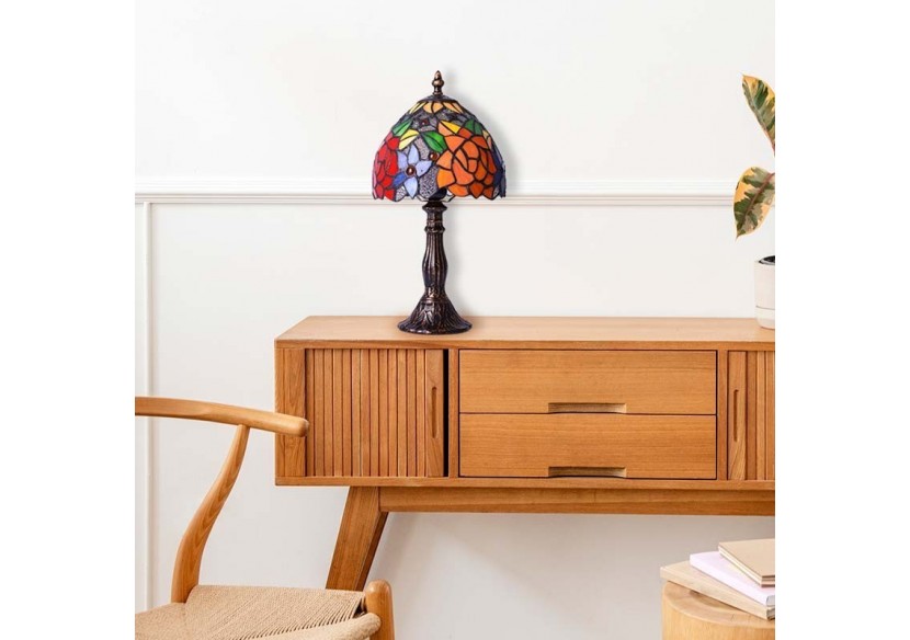 Lampe de table d'inspiration Tiffany avec mosaïque en verre - L3076 - Barcelona LED