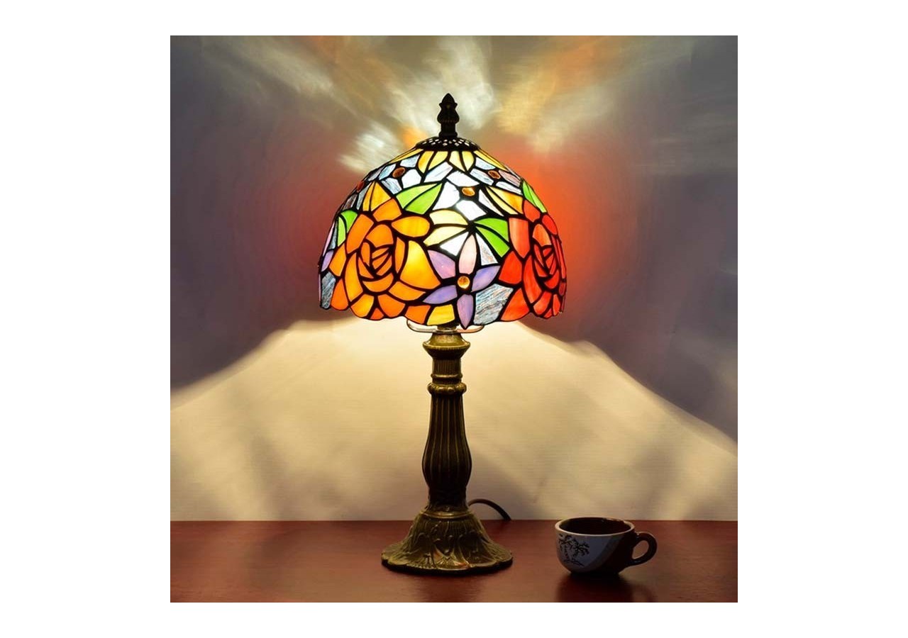 Lampe de table d'inspiration Tiffany avec mosaïque en verre - L3076 - Barcelona LED