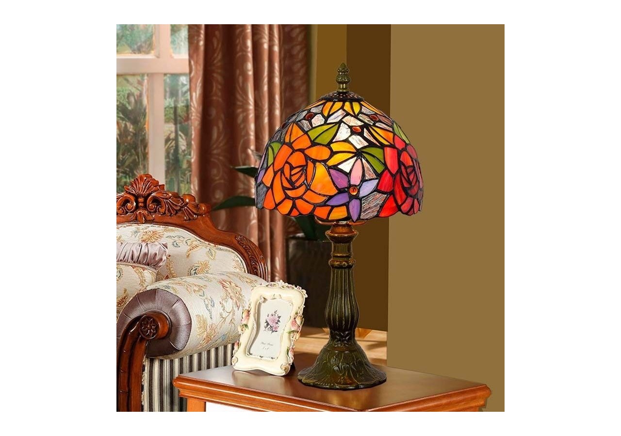 Lampe de table d'inspiration Tiffany avec mosaïque en verre - L3076 - Barcelona LED