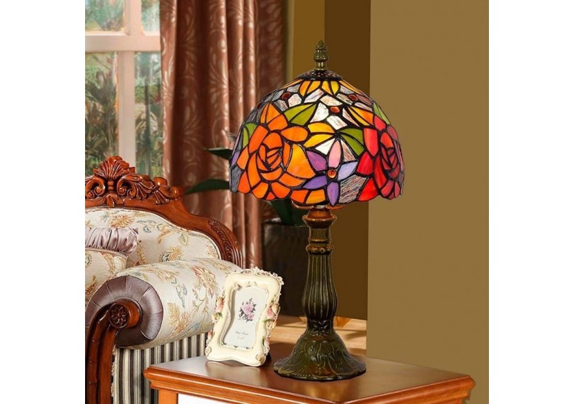 Lampe de table d'inspiration Tiffany avec mosaïque en verre - L3076 - Barcelona LED