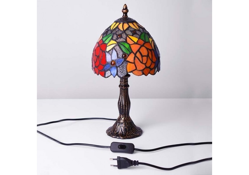 Lampe de table d'inspiration Tiffany avec mosaïque en verre - L3076 - Barcelona LED