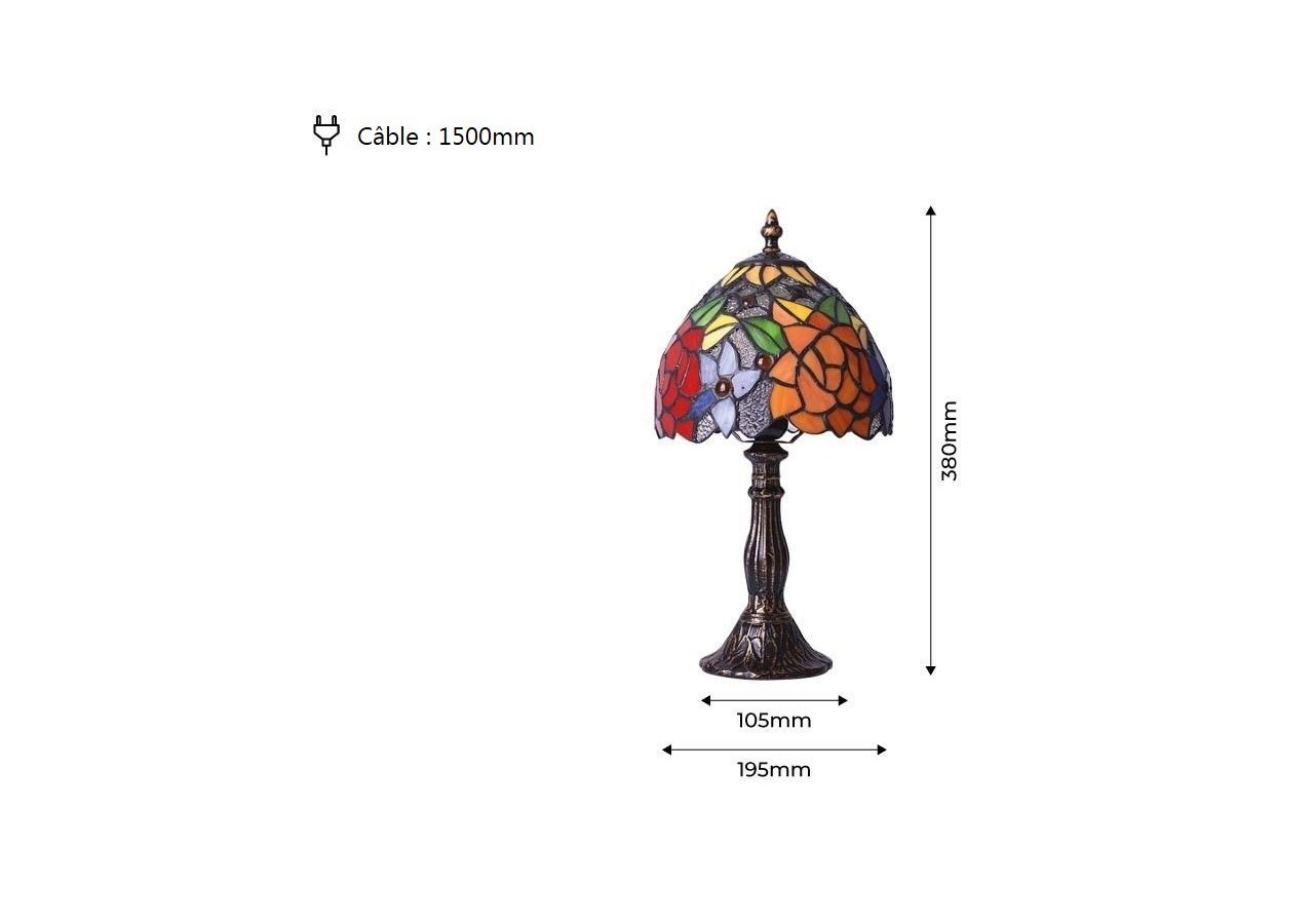 Lampe de table d'inspiration Tiffany avec mosaïque en verre - L3076 - Barcelona LED