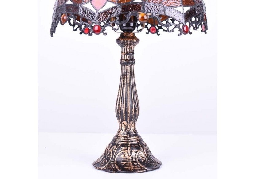Lampe de table d'inspiration Tiffany avec mosaïque florale en verre - L3077 - Barcelona LED