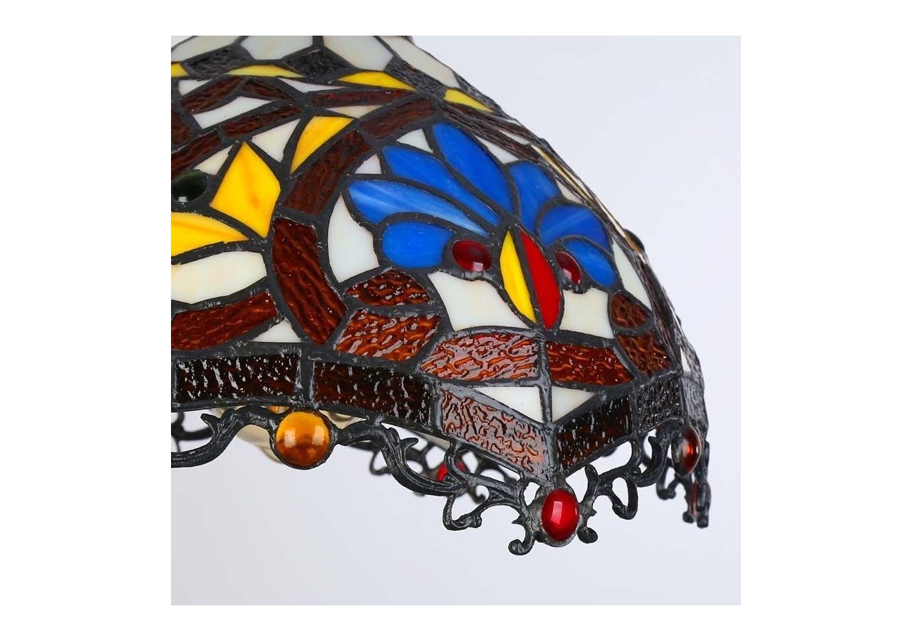 Suspension d'inspiration Tiffany avec mosaïque florale en verre - L3078 - Barcelona LED