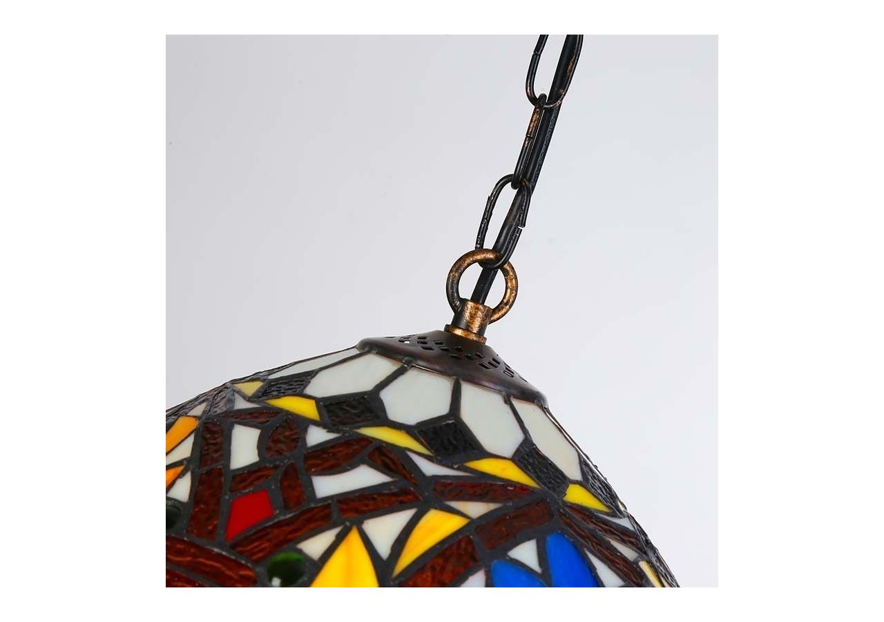 Suspension d'inspiration Tiffany avec mosaïque florale en verre - L3078 - Barcelona LED