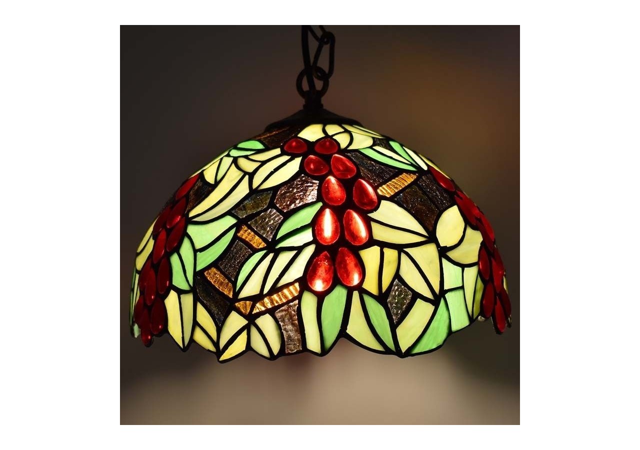 Suspension d'inspiration Tiffany avec mosaïque florale en verre - L3079 - Barcelona LED