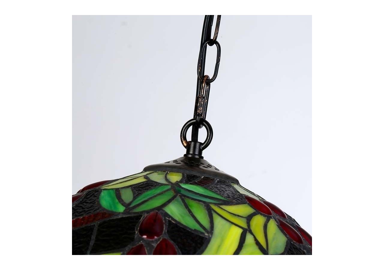 Suspension d'inspiration Tiffany avec mosaïque florale en verre - L3079 - Barcelona LED