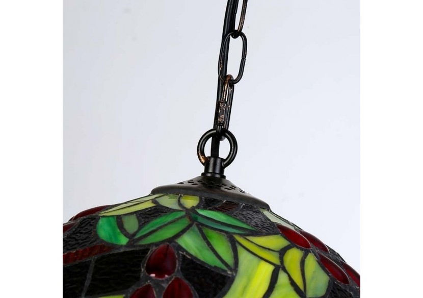 Suspension d'inspiration Tiffany avec mosaïque florale en verre - L3079 - Barcelona LED