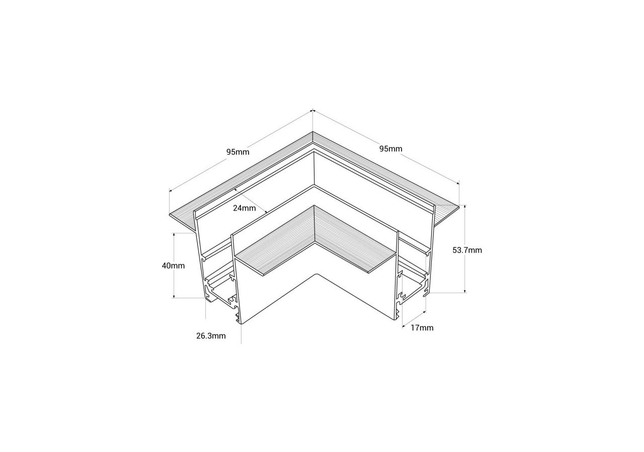Connecteur en L pour rails magnétiques encastrés 20 mm-Horizontal - CME-90H-B - Barcelona LED