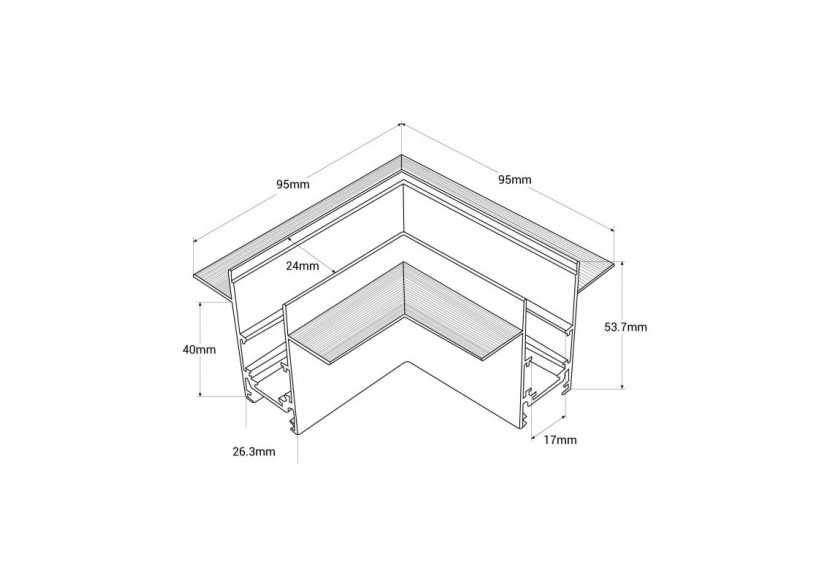 Connecteur en L pour rails magnétiques encastrés 20 mm-Horizontal - CME-90H-B - Barcelona LED