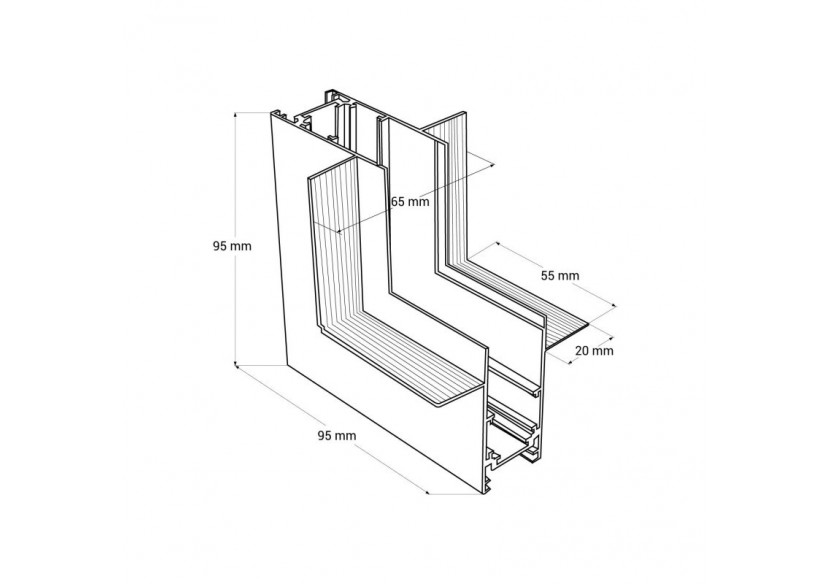 Connecteur en L pour rails magnétiques encastrés 20mm-Vertical - CME-90V-B - Barcelona LED