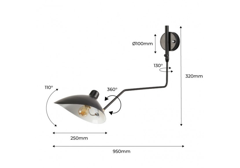 Applique murale design "Millan"-E27 - L3071-N - Barcelona LED