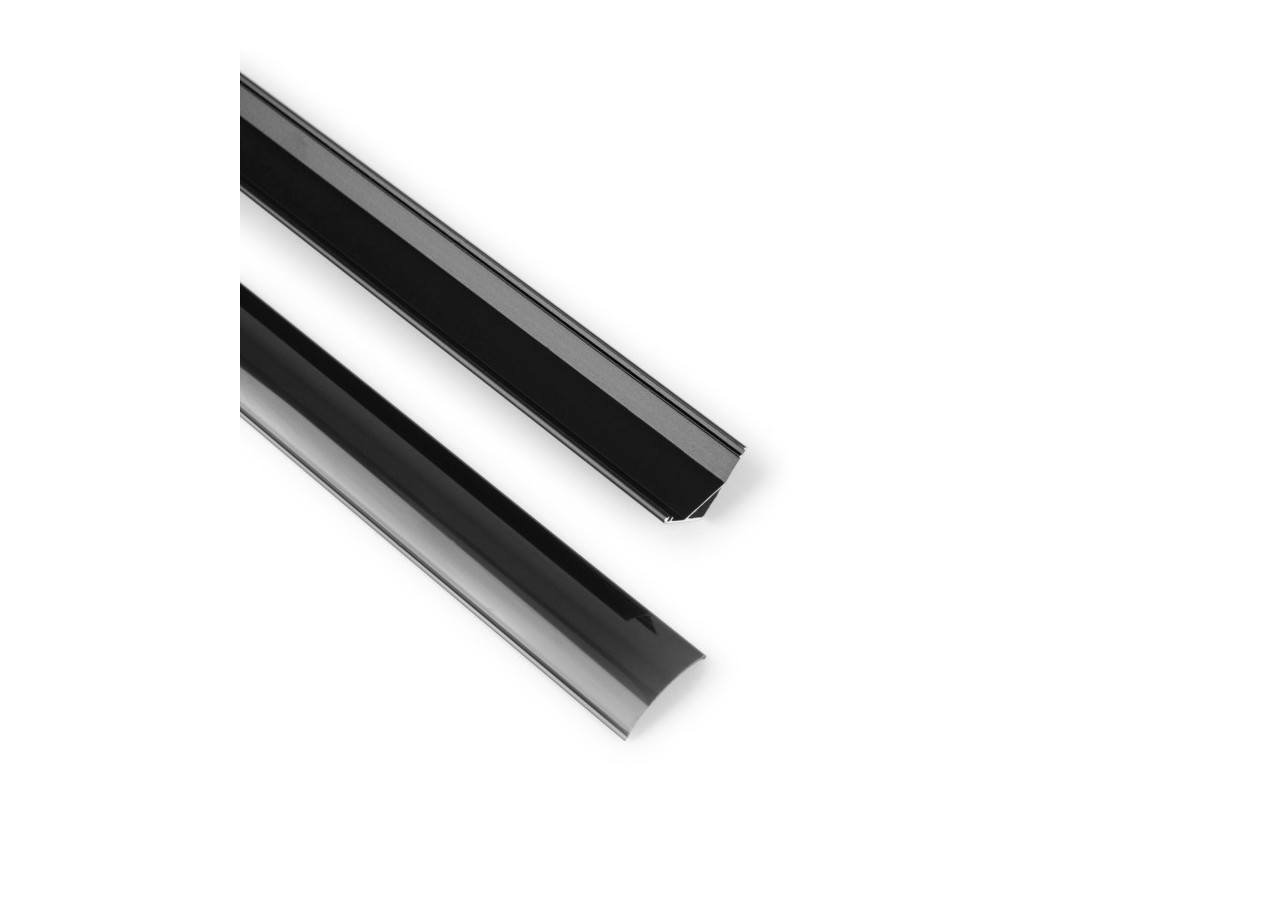 Profilé d'angle en aluminium avec diffuseur, 4 embouts et 4 clips-Ruban LED jusqu'à 12 mm-2 mètres - PXG-1616-N - Barcelona LED