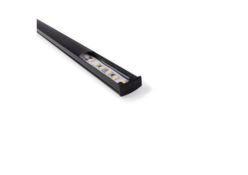 Profilé de surface en aluminium 2m avec diffuseur, 4 embouts 4 agrafes-Ruban LED jusqu'à 12 mm - PXG-204-N - Barcelona LED