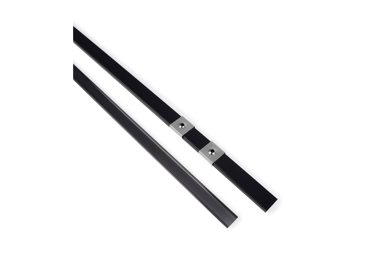 Profilé de surface en aluminium 2m avec diffuseur, 4 embouts 4 agrafes-Ruban LED jusqu'à 12 mm - PXG-204-N - Barcelona LED