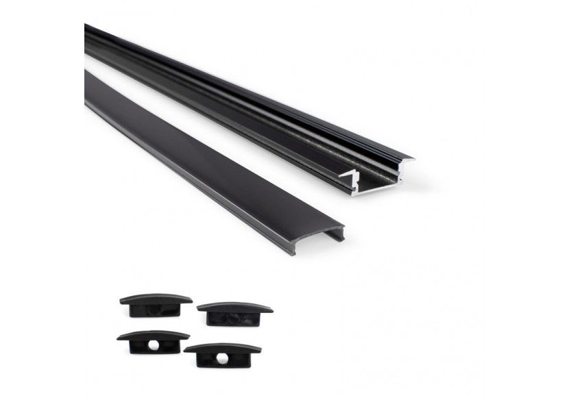 Profilé encastrable en aluminium avec diffuseur et 4 embouts-Ruban LED jusqu'à 12 mm-2 mètres - PXG-205-N - Barcelona LED