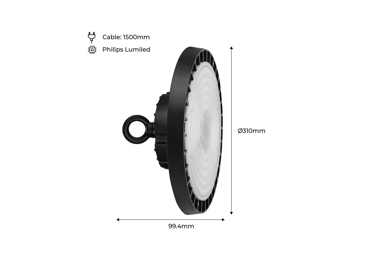 Cloche LED 200W avec driver PHILIPS et DALI IP65 - K8137-200-5K-D - Barcelona LED
