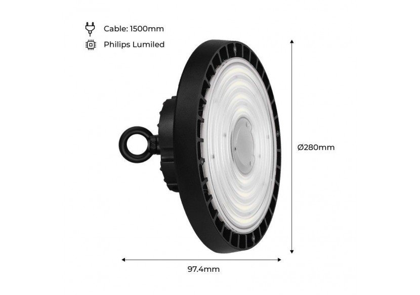 Cloche industrielle LED avec capteur de mouvement 150W-Dimmable-IP65 - K8138-150-4K-S - Barcelona LED