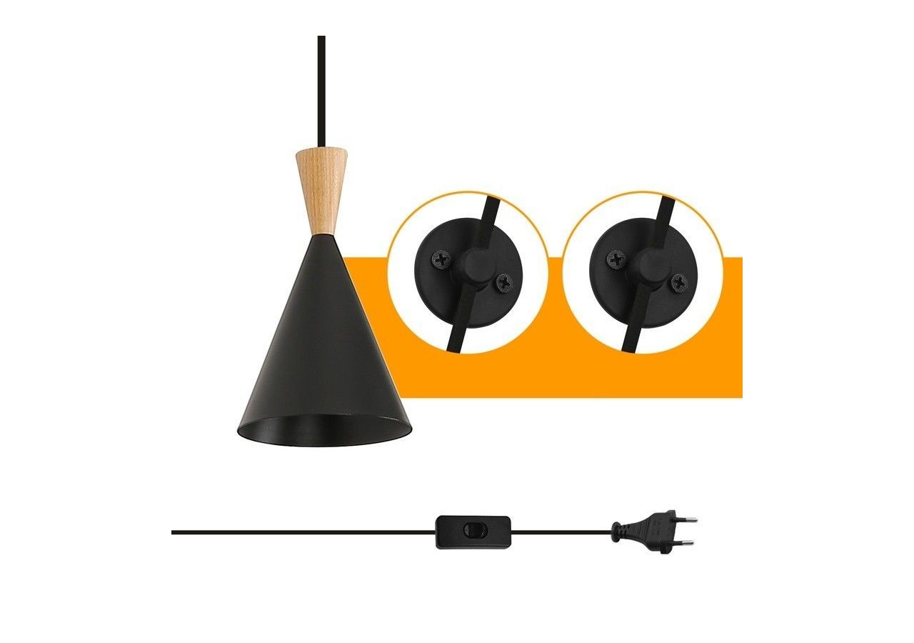 Suspension scandinave en métal et bois avec prise "Lima" - LN3012-EU-N - Barcelona LED