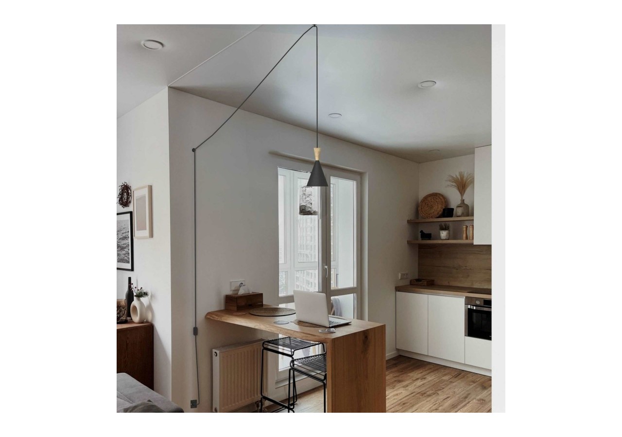 Suspension scandinave en métal et bois avec prise "Lima" - LN3012-EU-N - Barcelona LED