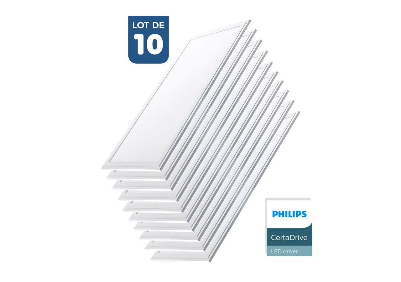 Lot de 10-Panneau LED 120x30 extra-plat-Driver Philips-44W-UGR19 - K5236-10-BC - Barcelona LED