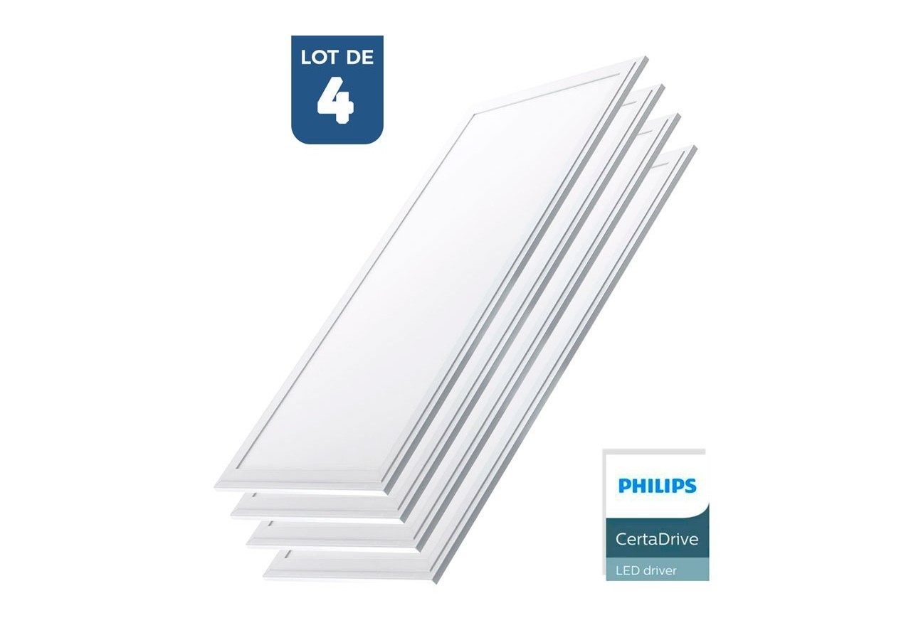 Lot de 4-Panneau LED 120x30 extra-plat-Driver Philips-44W-UGR19 - K5236-4-BC - Barcelona LED