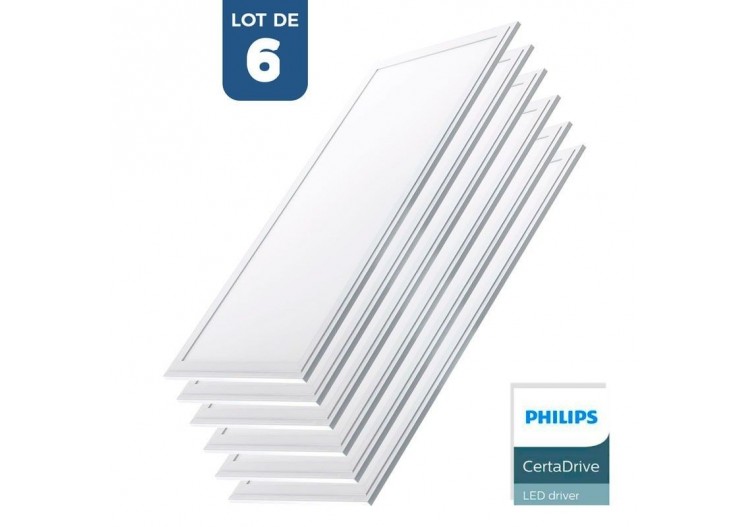 Lot de 6-Panneau LED 120x30 extra-plat-Driver Philips-44W-UGR19 - K5236-6-BC - Barcelona LED
