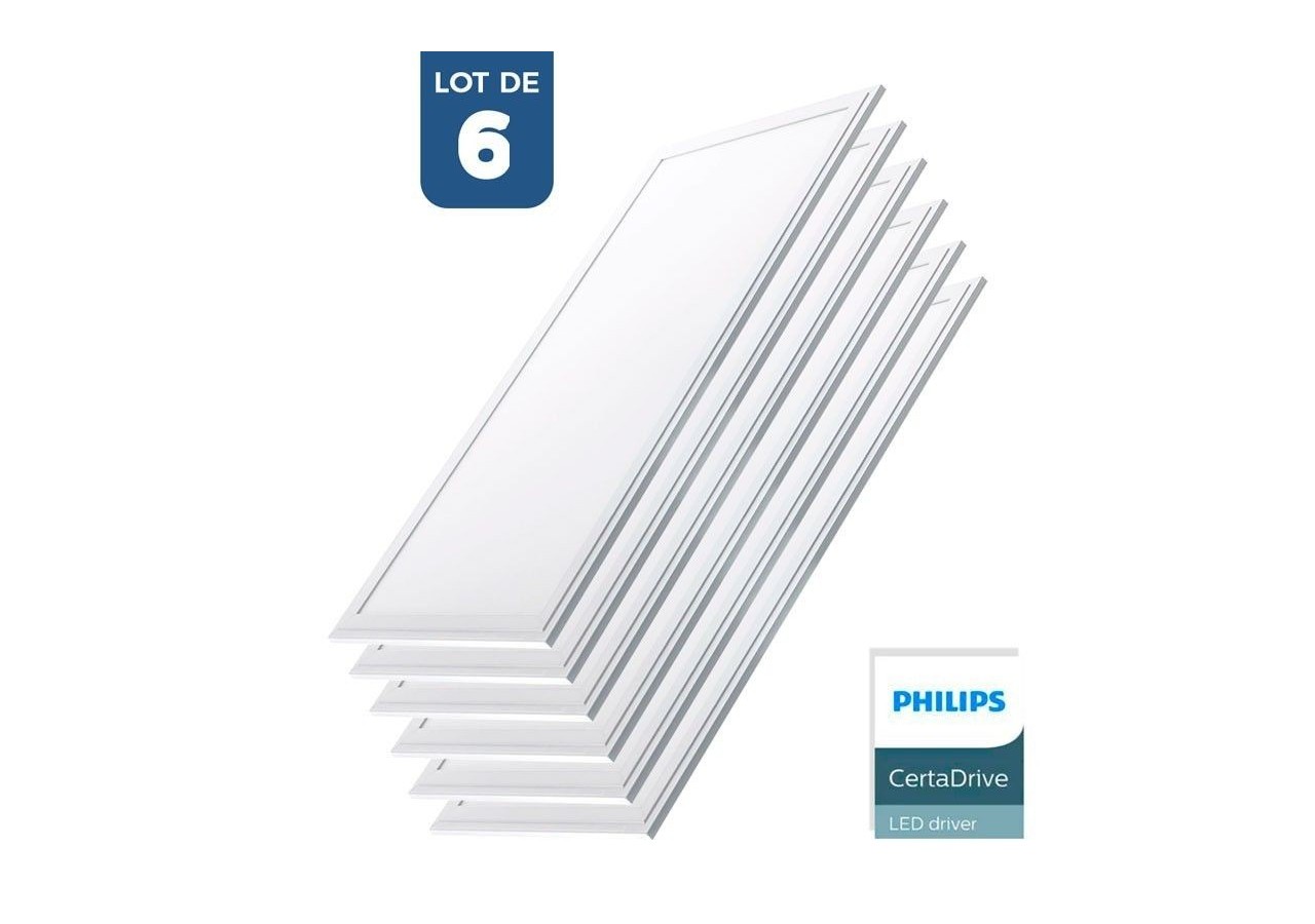 Lot de 6-Panneau LED 120x30 extra-plat-Driver Philips-44W-UGR19 - K5236-6-BC - Barcelona LED