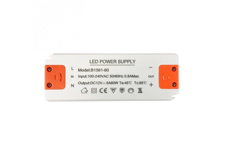 Alimentation LED 12V 60W IP20 extra plate - B1561-60 - Barcelona LED 2