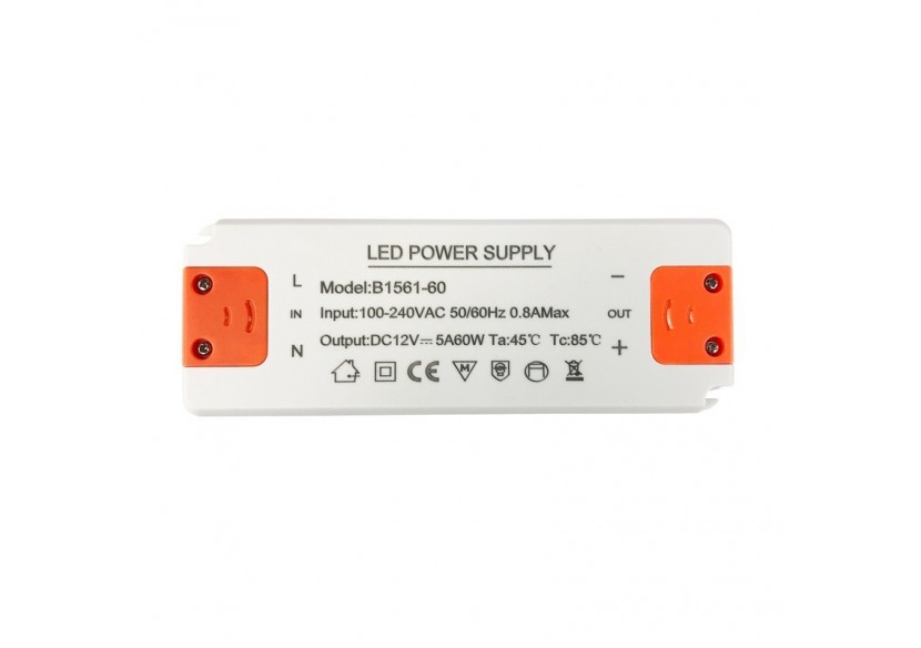 Alimentation LED 12V 60W IP20 extra plate - B1561-60 - Barcelona LED