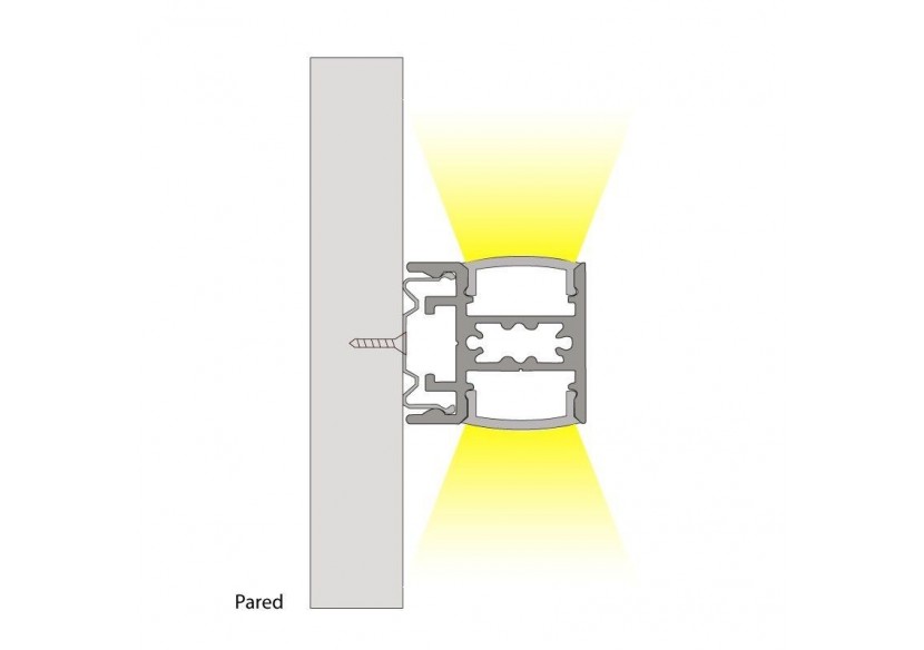 Profilé de surface en aluminium pour double ruban LED-23.5x22.6mm-Ruban ≤ 12mm-2 mètres - BPERFALP196-B - Barcelona LED