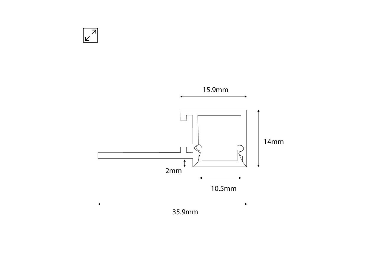 Profilé en aluminium pour ruban LED 35.9x14mm (2m) - BPERFALP068-SR1 - Barcelona LED