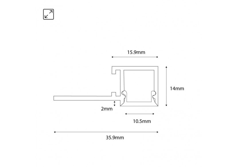 Profilé en aluminium pour ruban LED 35.9x14mm (2m) - BPERFALP068-SR1 - Barcelona LED