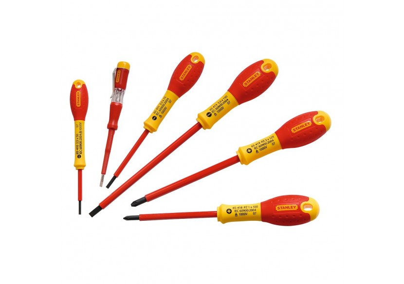 Tournevis Isoles 1000V Elec + Pozi + Testeur - Jeu De 6Pcs Fatmax - Fatmax : Confort'Mat