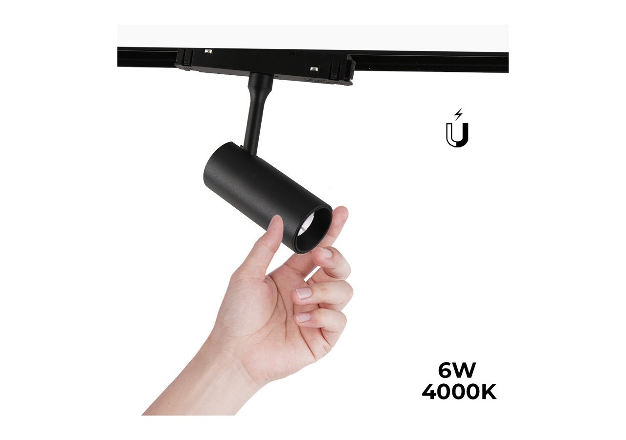 Spot LED sur rail magnétique 48V-6W-Noir - PMC-6W-N-BN - Barcelona LED