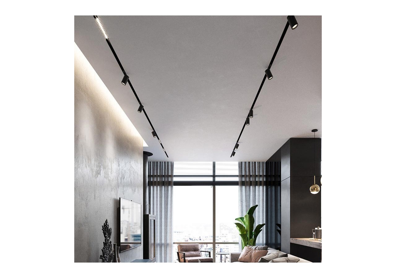 Spot LED sur rail magnétique 48V-6W-Noir - PMC-6W-N-BN - Barcelona LED