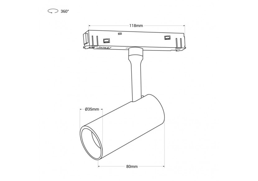 Spot LED sur rail magnétique 48V-6W-Noir - PMC-6W-N-BN - Barcelona LED