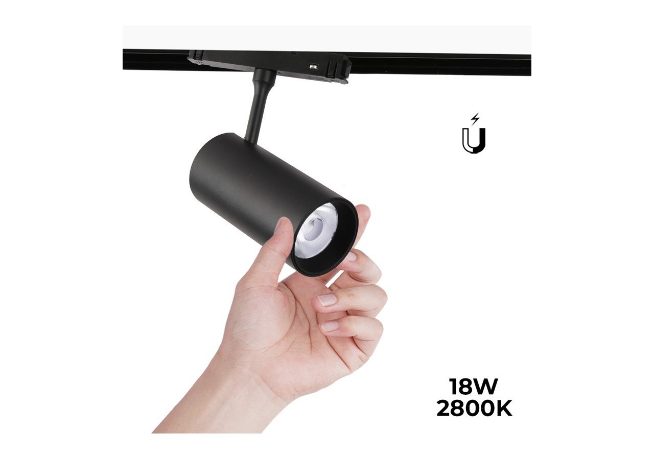Spot LED sur rail magnétique 48V-18W-Noir - PMC-18W-N-BC - Barcelona LED