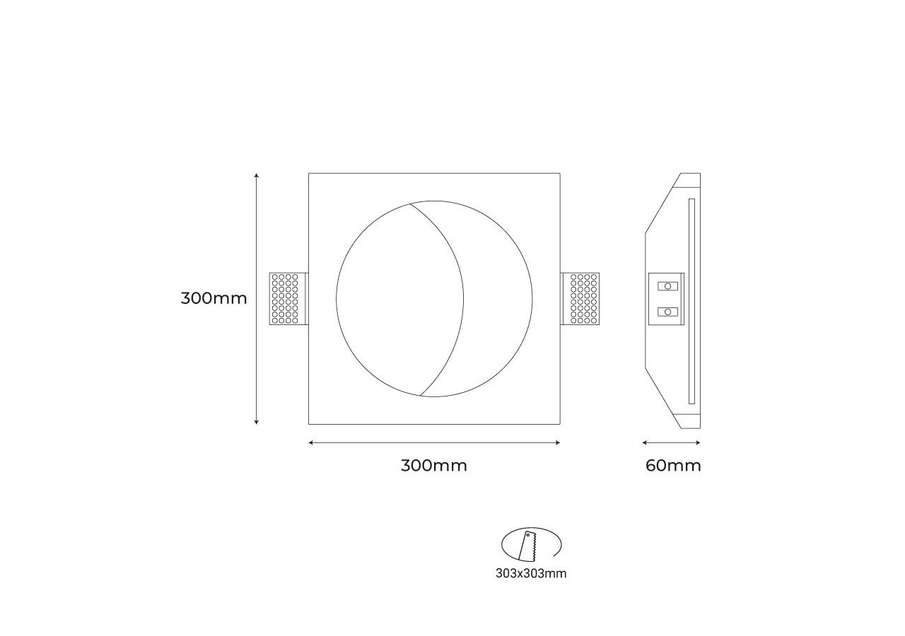 Spot en plâtre "SIDEREUS" en forme de lune-300x300 mm-8,5 W - B279-M - Barcelona LED