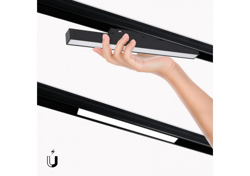 Spot LED linéaire opale sur rail magnétique 48V-10W-Noir - LM-300-N-BC - Barcelona LED