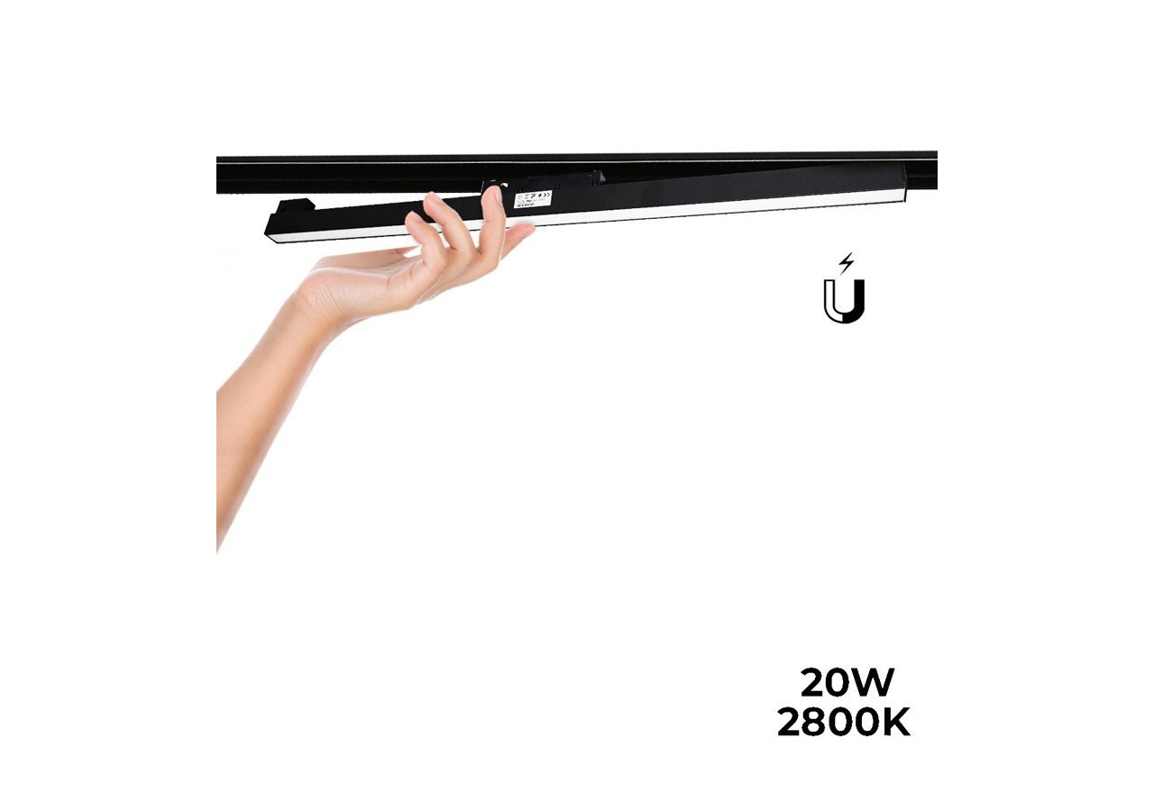 Spot LED linéaire opale sur rail magnétique 48V-20W-Noir - LM-600-N-BC - Barcelona LED