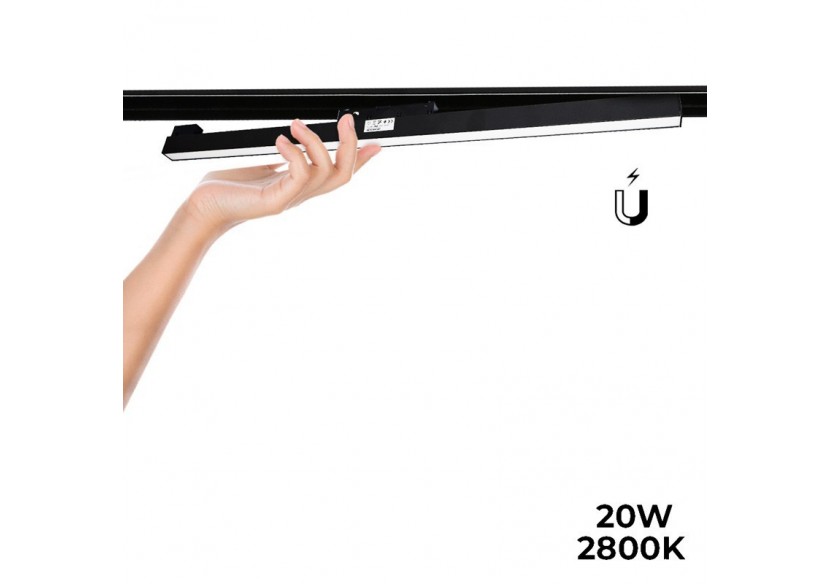Spot LED linéaire opale sur rail magnétique 48V-20W-Noir - LM-600-N-BC - Barcelona LED