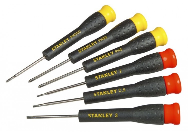 Micro Tournevis Fente + Phillips - Jeu De 6 Pcs - Stanley : Confort'Mat
