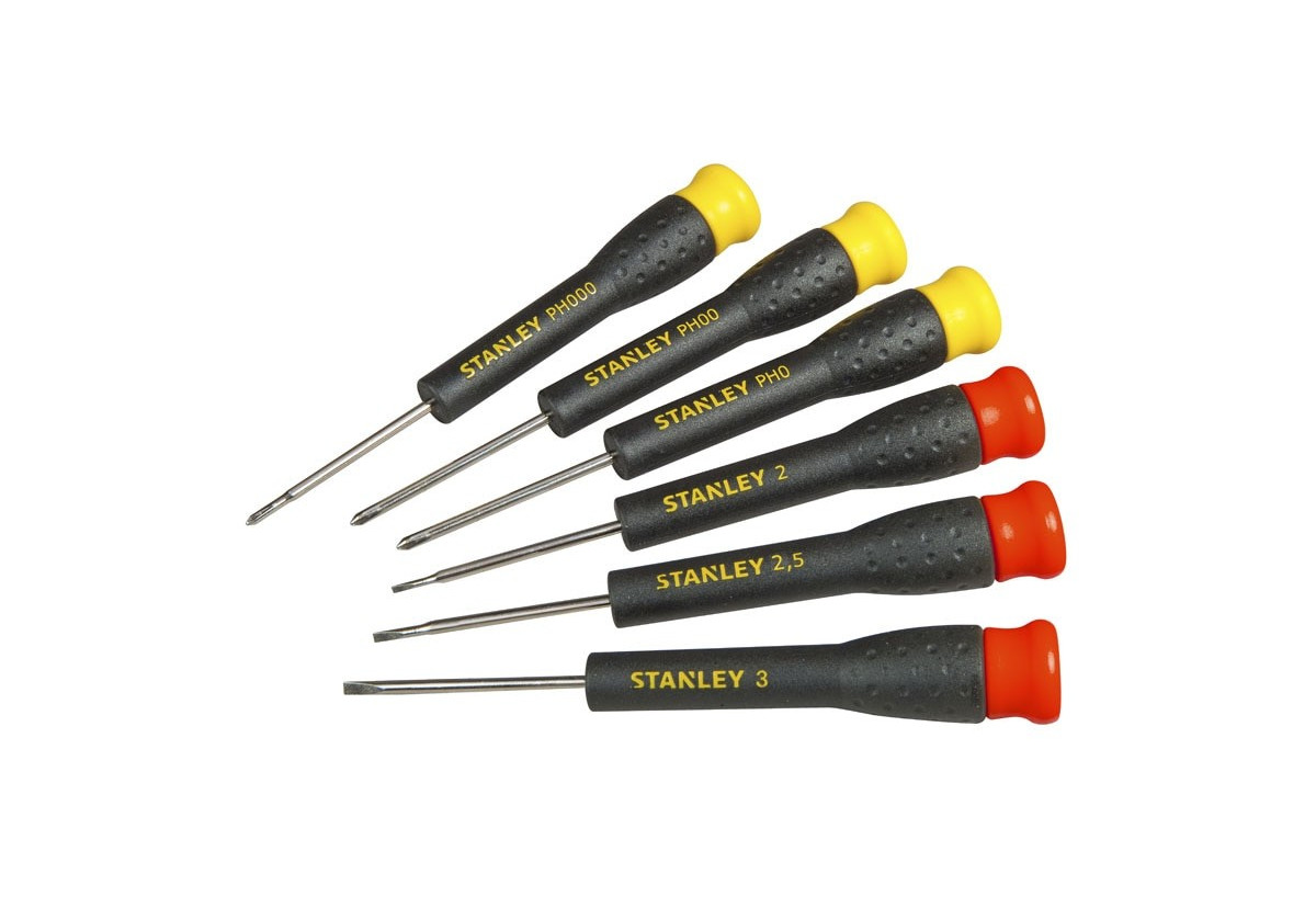 Micro Tournevis Fente + Phillips - Jeu De 6 Pcs - Stanley : Confort'Mat