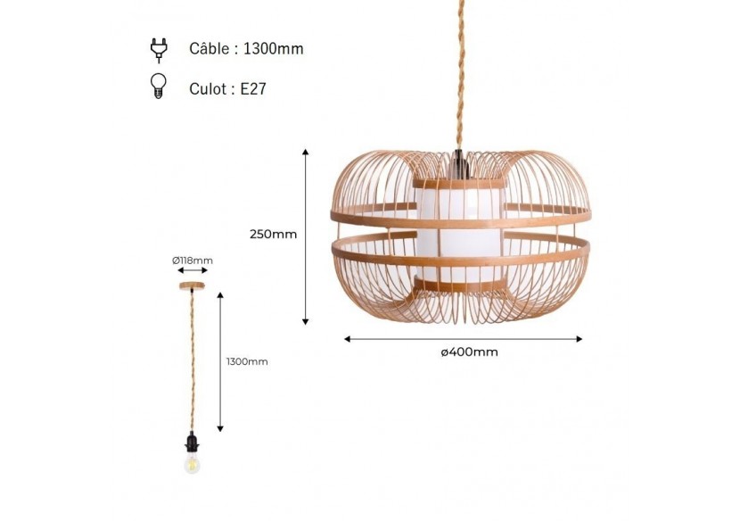 Suspension japonaise en bambou "Kaizen" - K179-CU - Barcelona LED