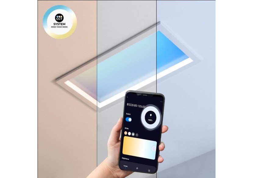 Panneau LED "Blue Skylight" SMART-Effet de ciel-Daylight-100W-120x30cm - B5228-BS-120X30-S - Barcelona LED