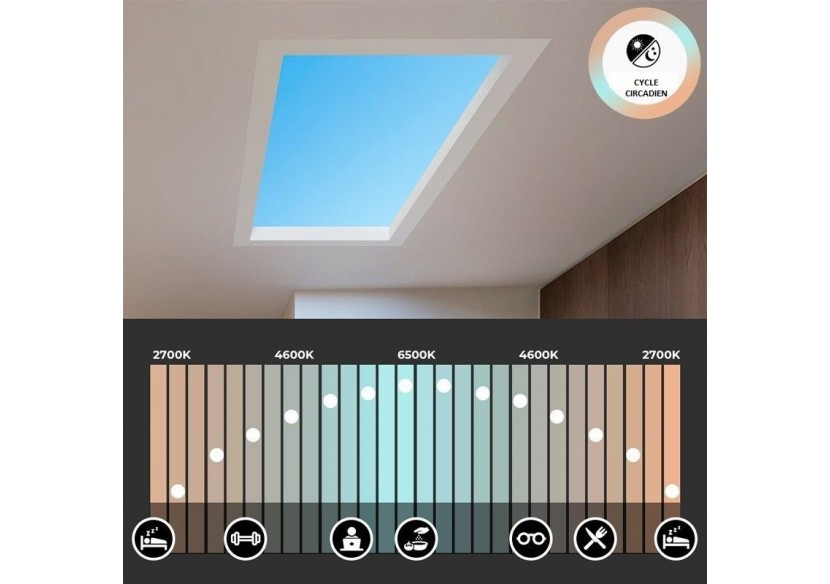 Panneau LED "Blue Skylight" SMART-Effet de ciel-Daylight-100W-120x30cm - B5228-BS-120X30-S - Barcelona LED