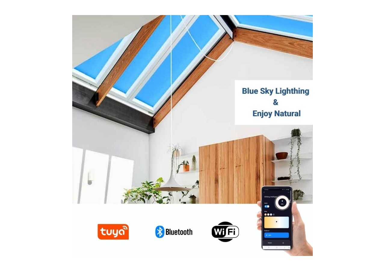 Panneau LED "Blue Skylight" SMART-Effet de ciel-Daylight-100W-120x30cm - B5228-BS-120X30-S - Barcelona LED