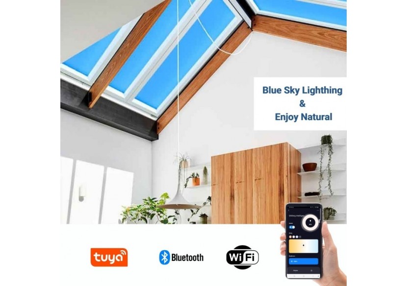 Panneau LED "Blue Skylight" SMART-Effet de ciel-Daylight-100W-120x30cm - B5228-BS-120X30-S - Barcelona LED