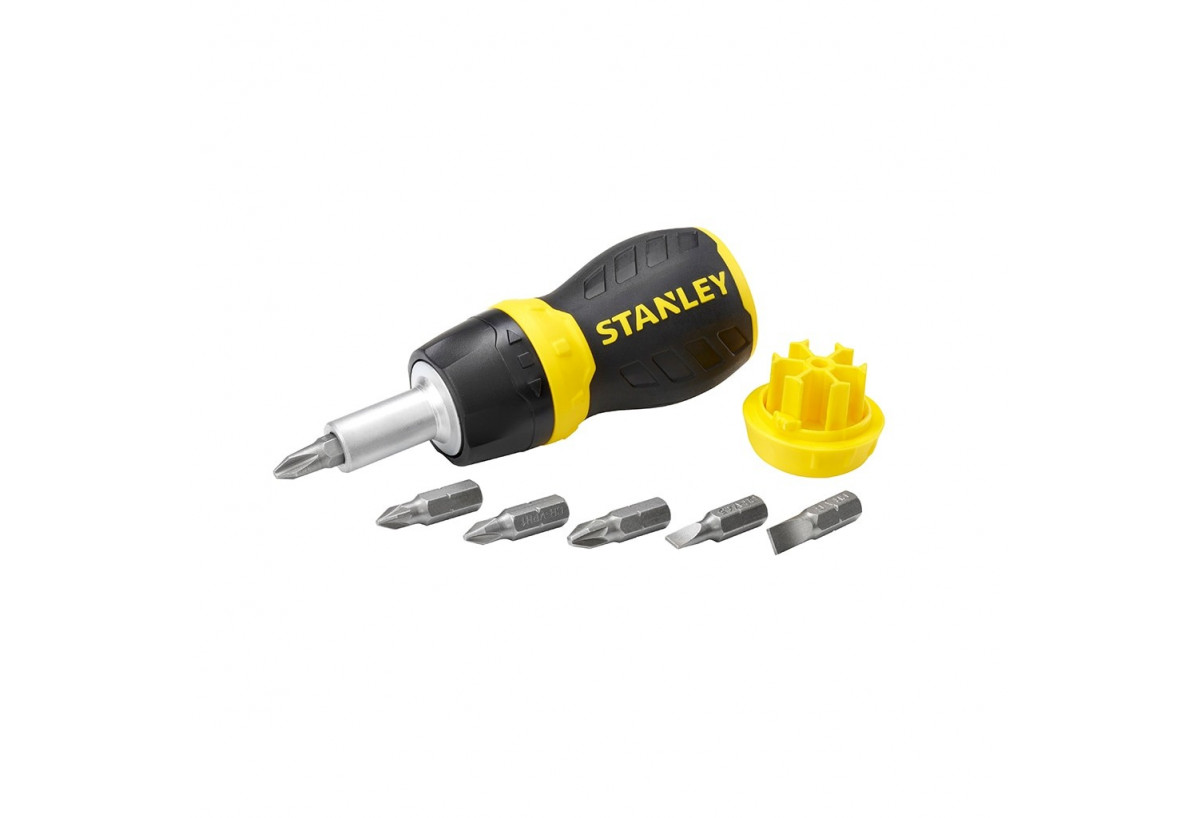 Tournevis Porte-Embouts Boule A Cliquet Bimatiere + 6 Embouts - Stanley : Confort'Mat